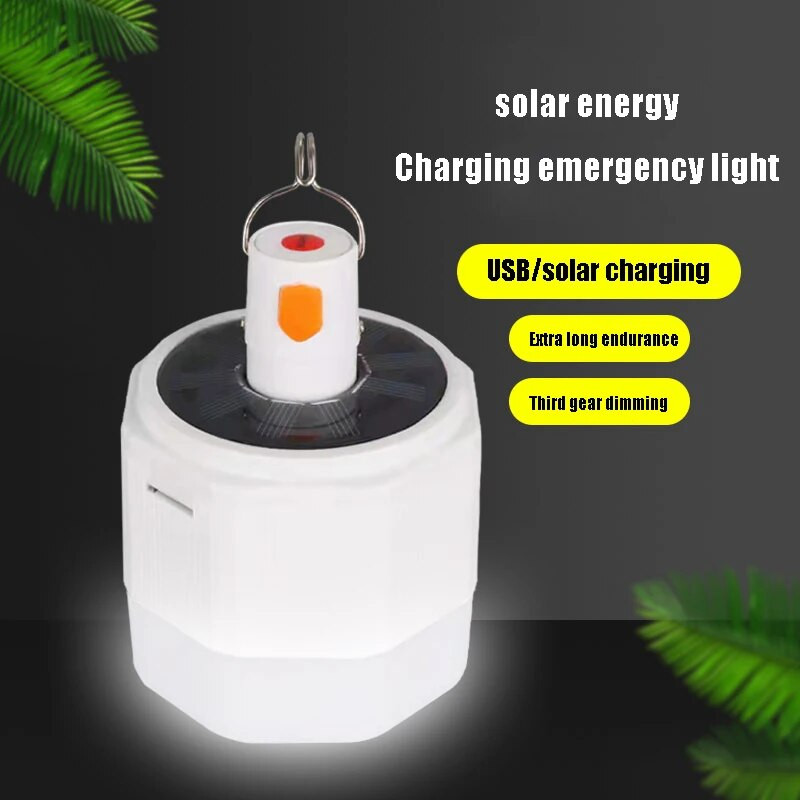 Prijenosna USB punjiva LED svjetiljka Žarulje Solarna svjetiljka Vanjsko svjetlo za šator Svjetlo za kampiranje Vodootporno noćno svjetlo za hitne slučajeve Lanterna