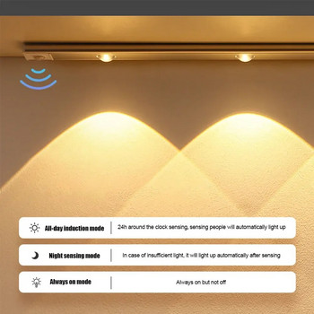 Светлина със сензор за движение LED сензорна лампа Безжичен ултратънък USB LED за кухненски шкаф Спалня Гардероб Вътрешно осветление Нощна лампа