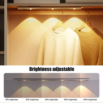 Светлина със сензор за движение LED сензорна лампа Безжичен ултратънък USB LED за кухненски шкаф Спалня Гардероб Вътрешно осветление Нощна лампа