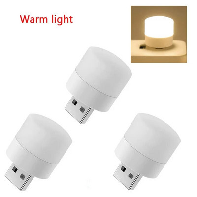 Mini USB kištukinė lempa Akių apsauga LED naktinė lemputė, šventinė dovanų įkrovimo USB maža apvali knyginė lempa Miegamojo naktinė lempa