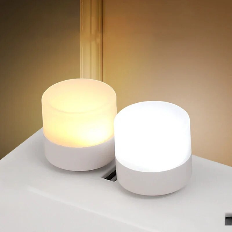 Mini USB kištukinė lempa Akių apsauga LED naktinė lemputė, šventinė dovanų įkrovimo USB maža apvali knyginė lempa Miegamojo naktinė lempa