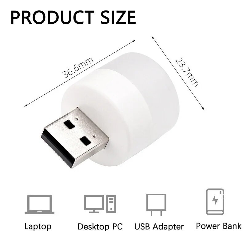 Mini USB kištukinė lempa Akių apsauga LED naktinė lemputė, šventinė dovanų įkrovimo USB maža apvali knyginė lempa Miegamojo naktinė lempa
