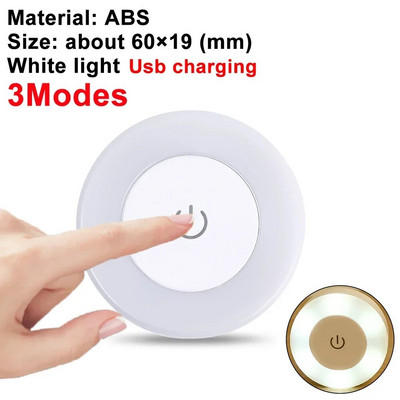LED-es érintésérzékelős éjszakai lámpák, 3 módú USB újratölthető mágneses alapfali lámpák kerek, hordozható fényerősségű éjszakai lámpa szoba dekoráció