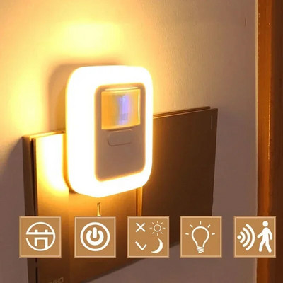 LED έξυπνο νυχτερινό φως Αισθητήρας ήχου κίνησης Νυχτερινό φως Ρύθμιση φωτεινότητας φωτός νύχτας Φωτιστικό κρεβατοκάμαρας Σκάλα Διακοσμητικά φωτιστικά