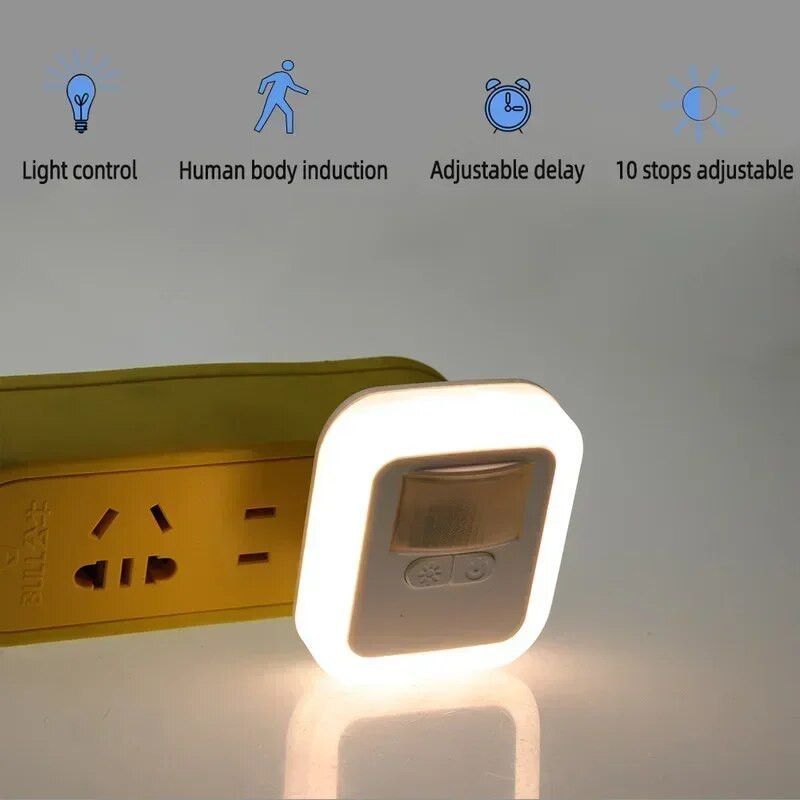 Led smart Night Light Judesio garso jutiklis Nakties šviesos ryškumo reguliavimas naktinis apšvietimas Miegamojo lempa Laiptai Dekoratyvinės lempos
