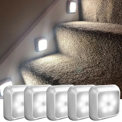 6 LED éjszakai fény PIR automatikus mozgásérzékelő éjszakai lámpa gyerekeknek nappali hálószoba otthon lépcsőház szekrény éjszakai lámpa