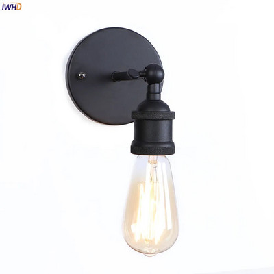 IWHD Crno željezo Retro LED zidna svjetiljka Ogledalo za stepenice za spavaću sobu Dekoracija potkrovlja Industrijska vintage zidna svjetiljka Svijećnjak Edison Applique Murale