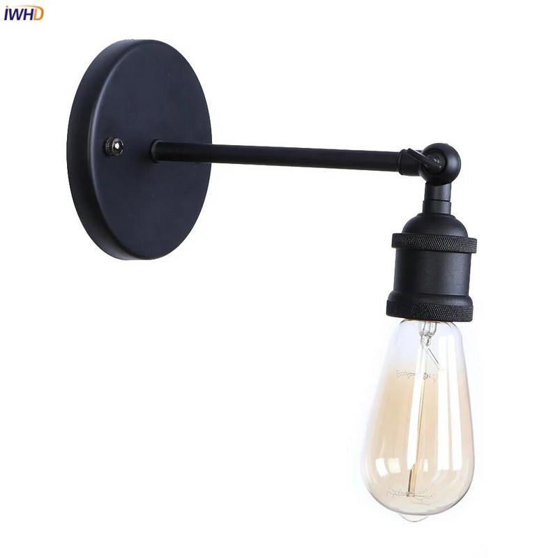 IWHD Crno željezo Retro LED zidna svjetiljka Ogledalo za stepenice za spavaću sobu Dekoracija potkrovlja Industrijska vintage zidna svjetiljka Svijećnjak Edison Applique Murale