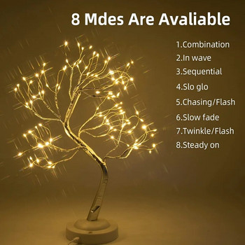 Νυχτερινό φωτιστικό LED Νεράιδα Φωτιστικό δέντρου 8 Λειτουργίες USB & Λειτουργεί με μπαταρία Νυχτερινό φωτιστικό Χριστουγεννιάτικο Υπνοδωμάτιο Διακόσμηση Δωμάτιο Γάμου