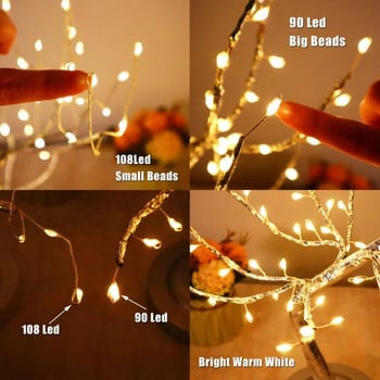 Νυχτερινό φωτιστικό LED Νεράιδα Φωτιστικό δέντρου 8 Λειτουργίες USB & Λειτουργεί με μπαταρία Νυχτερινό φωτιστικό Χριστουγεννιάτικο Υπνοδωμάτιο Διακόσμηση Δωμάτιο Γάμου