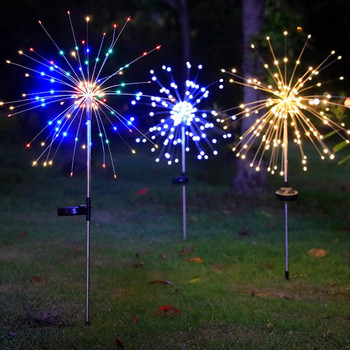 LED Solar Firework Fairy Lights Υπαίθρια αδιάβροχα μονοπάτια γκαζόν Φώτα κήπου για χριστουγεννιάτικο γαμήλιο πάρτι στο αίθριο