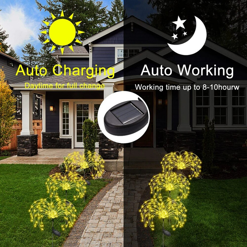 LED solarni vatromet, bajkovita svjetla, vanjska vodootporna vrtna svjetla za travnatu stazu za zabavu u dvorištu, božićno vjenčanje