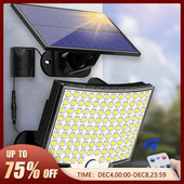 106LED solarno svjetlo za vanjsko vodootporno svjetlo sa senzorom pokreta, daljinskim upravljačem za reflektore, 3 načina rada za terasu, garažu, dvorište