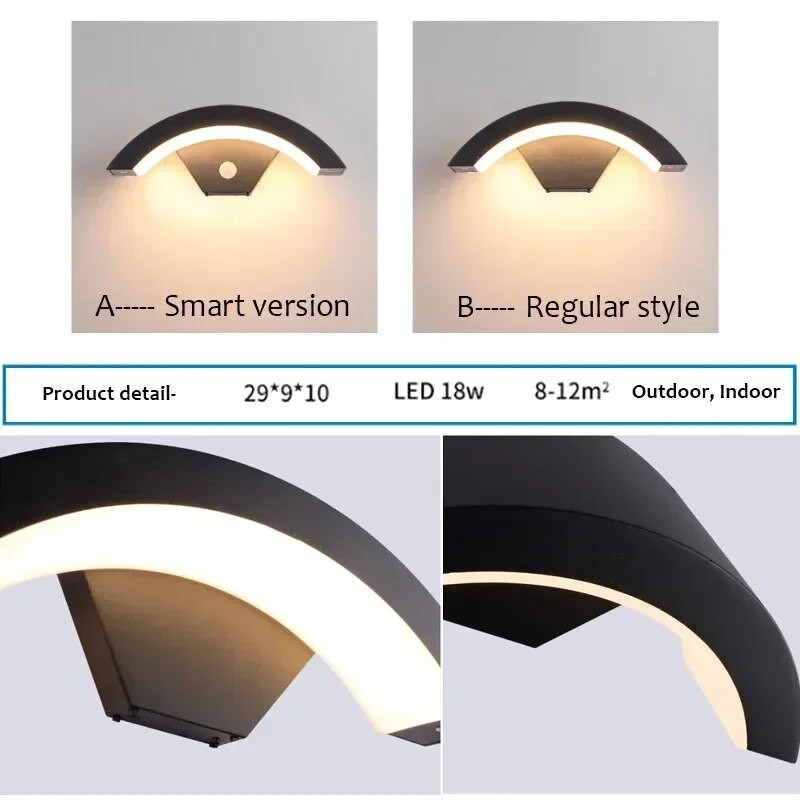 Inteligentna indukcijska zidna svjetiljka Svjetlo za vrt u hodniku Moderna IP65 vodootporna sobna dekoracija Retro G9 aluminijsko rasvjetno tijelo