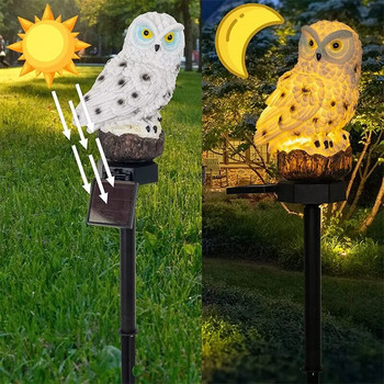 Слънчева бухал градинска светлина Външна LED лампа за морава за градинска декорация Водоустойчиви коледни светлини Външен слънчев стълб за лампа