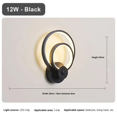 Moderna LED zidna svjetiljka Minimalistički željezni svijećnjak za prolaz do hodnika Dnevni boravak Ukrasna lanterna Spavaća soba Noćna rasvjetna tijela