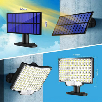 COB LED Solar Powered Light Outdoors Motion Sensor PIR Sunlight Αδιάβροχο Διακόσμηση τοίχου Κήπου Φωτιστικό ασφαλείας δρόμου έκτακτης ανάγκης