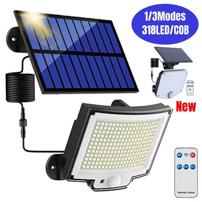 COB LED соларно захранвано осветление на открито PIR сензор за движение слънчева светлина водоустойчив стенен градински декор аварийна улична охранителна лампа