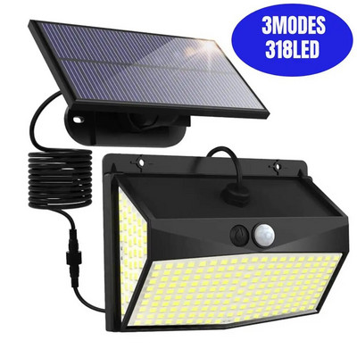 COB LED saulės energija varomas lauko apšvietimas PIR judesio jutiklis saulės spinduliams atsparus vandeniui sienos sodo dekoro avarinis gatvės apsaugos žibintas