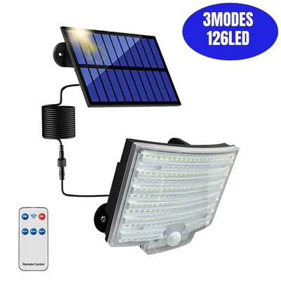 COB LED saulės energija varomas lauko apšvietimas PIR judesio jutiklis saulės spinduliams atsparus vandeniui sienos sodo dekoro avarinis gatvės apsaugos žibintas