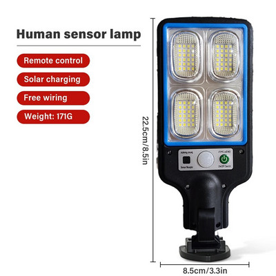 Nova nadogradnja vanjske solarne LED svjetiljke 3 načina svjetla sa senzorom pokreta Vrt Dvorište Garaža Vodootporna LED COB ulična svjetiljka