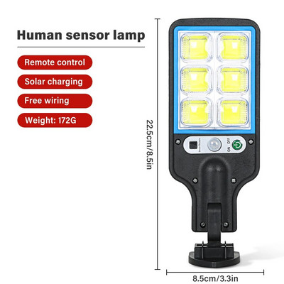 Nova nadogradnja vanjske solarne LED svjetiljke 3 načina svjetla sa senzorom pokreta Vrt Dvorište Garaža Vodootporna LED COB ulična svjetiljka