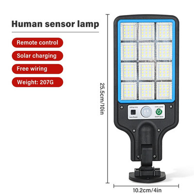 Nova nadogradnja vanjske solarne LED svjetiljke 3 načina svjetla sa senzorom pokreta Vrt Dvorište Garaža Vodootporna LED COB ulična svjetiljka