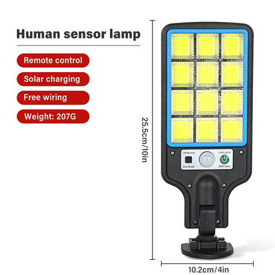Nova nadogradnja vanjske solarne LED svjetiljke 3 načina svjetla sa senzorom pokreta Vrt Dvorište Garaža Vodootporna LED COB ulična svjetiljka