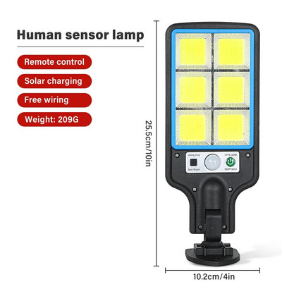 Nova nadogradnja vanjske solarne LED svjetiljke 3 načina svjetla sa senzorom pokreta Vrt Dvorište Garaža Vodootporna LED COB ulična svjetiljka