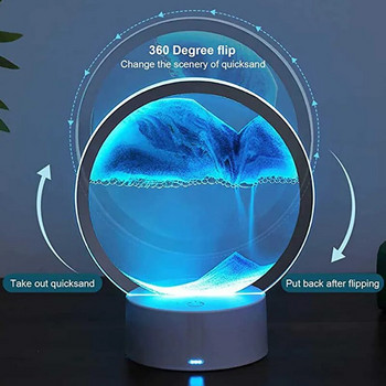 LED RGB пясъчна лампа 3D движеща се пясъчна арт рамка Нощна светлина с 16 цвята светлина пясъчен часовник 3D Deep Sea Display с дистанционно