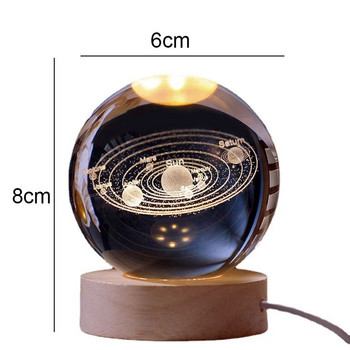 3D Moon Glowing Planetary Galaxy Astronaut Crystal Ball Night Lights Λάμπα LED USB Διακόσμηση υπνοδωματίου Παιδικά δώρα γενεθλίων για τα Χριστούγεννα