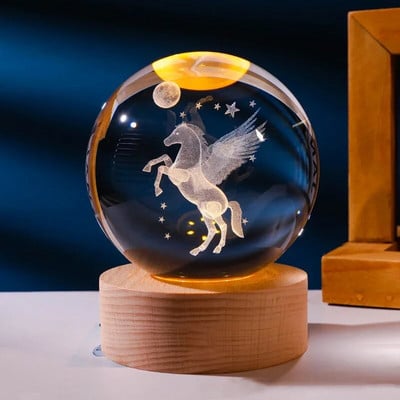 3D mjesečeva svjetleća planetarna galaksija Astronaut Kristalna kugla Noćna svjetla USB LED svjetiljka Dekor spavaće sobe Božićni rođendanski darovi za djecu