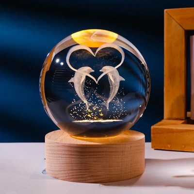 3D mjesečeva svjetleća planetarna galaksija Astronaut Kristalna kugla Noćna svjetla USB LED svjetiljka Dekor spavaće sobe Božićni rođendanski darovi za djecu