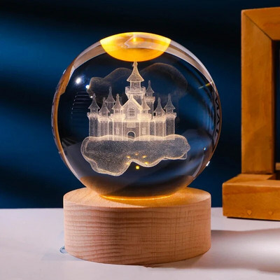 3D mjesečeva svjetleća planetarna galaksija Astronaut Kristalna kugla Noćna svjetla USB LED svjetiljka Dekor spavaće sobe Božićni rođendanski darovi za djecu