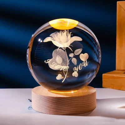 3D mjesečeva svjetleća planetarna galaksija Astronaut Kristalna kugla Noćna svjetla USB LED svjetiljka Dekor spavaće sobe Božićni rođendanski darovi za djecu