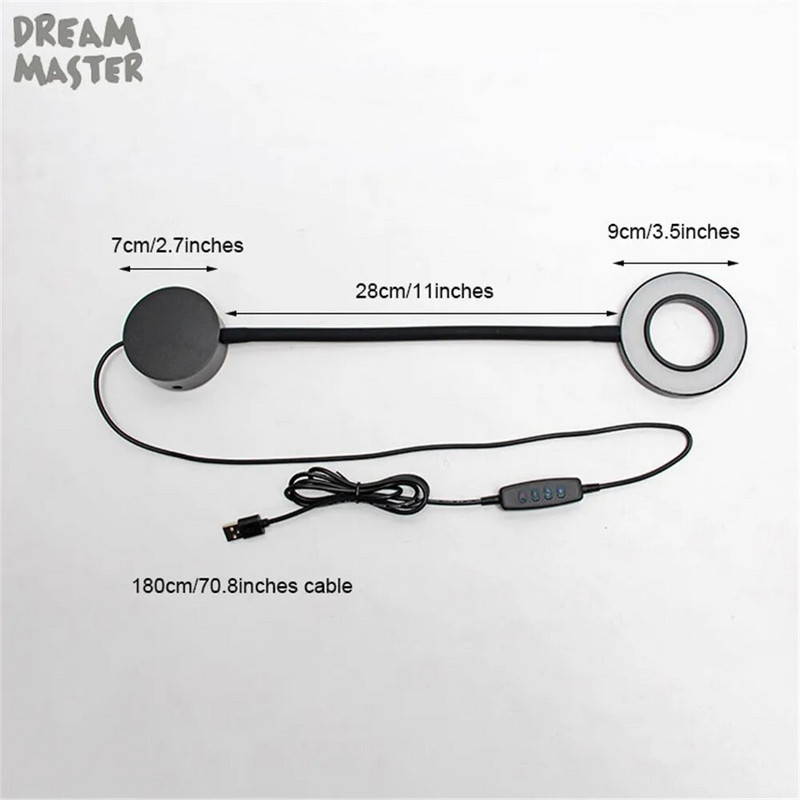 Nova 5W prigušiva LED zidna svjetiljka crno-bijela DC5V USB prigušena LED zidna svjetla za čitanje uz noćni krevet za spavaću sobu s guščijim vratom