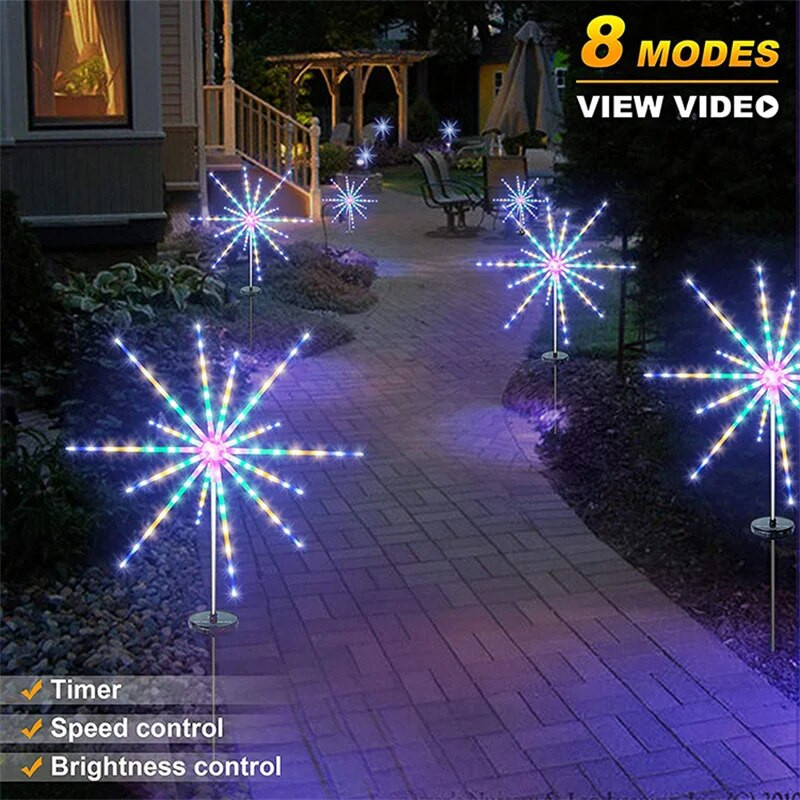 LED ηλιακό φως πυροτεχνημάτων Εξωτερική λάμπα αλόγων μετεωρίτης Φώτα χορδής γιρλάντα Διακόσμηση δρόμου Χριστουγεννιάτικη Πρωτοχρονιά