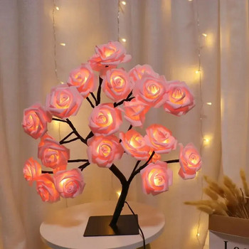 24 LED Rose Flower Tree Lights Επιτραπέζιο φωτιστικό Νεράιδα Maple Leaf Night Light Χριστουγεννιάτικο Δώρο Χριστουγεννιάτικου Γάμου Διακόσμηση κρεβατοκάμαρας