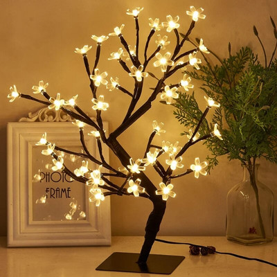Cherry Tree Night Light LED-dekoratiivne laualamp Skandinaavia kristall-lillega laualamp Magamistoa kodukingitus
