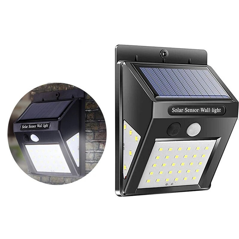 Lampă de perete solară cu senzor nou LED, 40 de margele de lampă, în aer liber, impermeabilă, grădină, curte, lampă decorativă, coridor, lampă de urgență