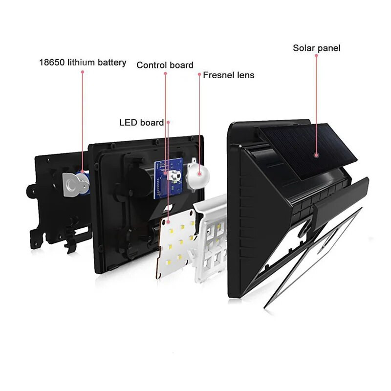 Lampă de perete solară cu senzor nou LED, 40 de margele de lampă, în aer liber, impermeabilă, grădină, curte, lampă decorativă, coridor, lampă de urgență