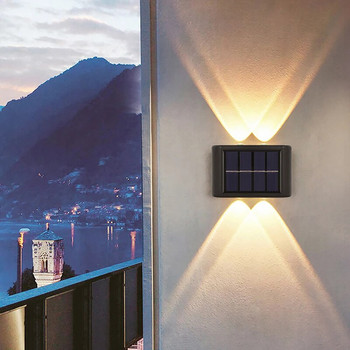 Слънчева стенна лампа Външна водоустойчива LED слънчева светлина нагоре и надолу Светлинно осветление за градина, балкон, двор, улични декорационни лампи