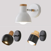 Nordijska LED zidna svjetiljka Minimalistički drveni rotirajući crno-bijeli svijećnjak za spavaće sobe Dnevne sobe Rasvjeta za radnu sobu Svjetiljka Sjaj