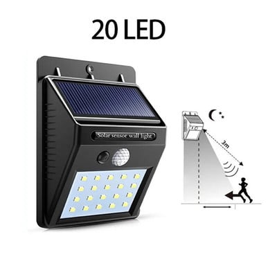 30 LED-es napelemes fény PIR mozgásérzékelő fali lámpa kültéri szolár lámpa vízálló napelemes napfény Utcai lámpa kerti dekoráció
