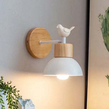 Скандинавска креативна стенна лампа LED дървено осветително тяло за/всекидневна/защита на очите за четене/спалня/нощно осветление за домашен декор