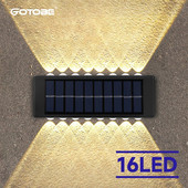 Lampă solară de perete cu 4/6/8/10 LED, în aer liber, rezistentă la apă, cu energie solară, în sus și în jos, luminează acasă, grădină, veranda, curte, decorare