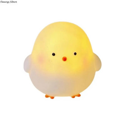 Slatka patka Piletina Noćno svjetlo Silikonska LED svjetiljka za životinje Beba Dekoracija dječje spavaće sobe Rasvjeta za uštedu energije Oči za dojenje Spavanje