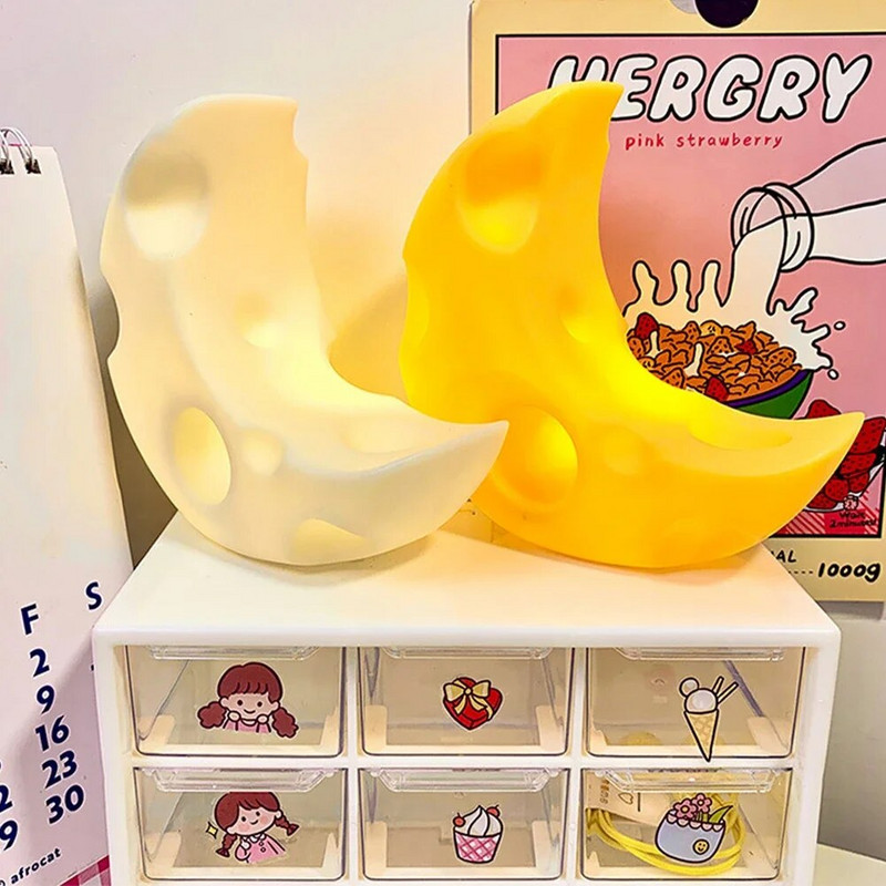 Lumină de noapte cu flori cu LED Mini lampă drăguț iepure rață pentru birou, lună, brânză, ornament, lampă de dormit pentru noptiere, cadouri de vacanță