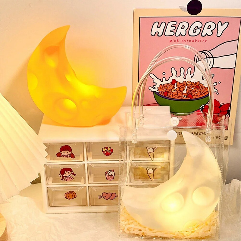 Lumină de noapte cu flori cu LED Mini lampă drăguț iepure rață pentru birou, lună, brânză, ornament, lampă de dormit pentru noptiere, cadouri de vacanță
