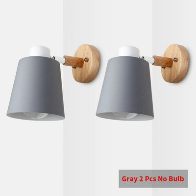 PHYVAL Nordijska zidna svjetiljka Noćna zidna svjetiljka Drveni zidni svijećnjak za spavaću sobu Dnevni boravak Kućna rasvjeta E27 Macaroon Glava upravljača